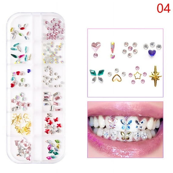 1Set Dental Tooth Gems Crystal Diamond Ornament Diy Tools Various Shapes Color Teeth Jewelry Denture Acrylic