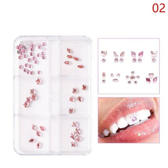 1Set Dental Tooth Gems Crystal Diamond Ornament Diy Tools Various Shapes Color Teeth Jewelry Denture Acrylic