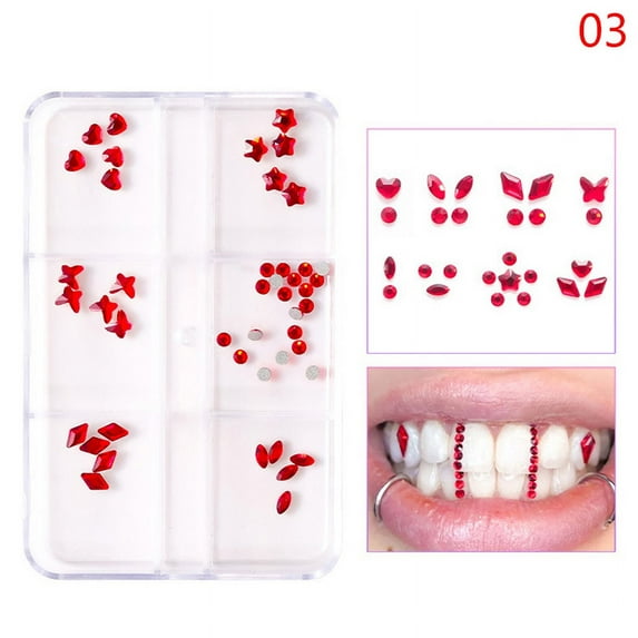 1Set Dental Tooth Gems Crystal Diamond Ornament Diy Tools Various Shapes Color Teeth Jewelry Denture Acrylic