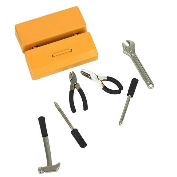 1Set Dollhouse Miniature Toolbox 【 Tool Box+6 Tools 】Handmade Tools Sets Model Furniture Accessories Doll House Decor Toys Gift