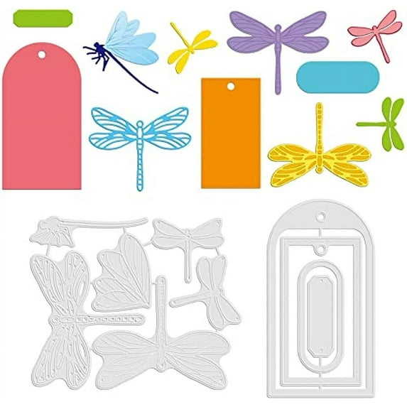 1Set Dragonfly Cutting Dies Label Frame Carbon Steel Stencil Template Layered Label Frame Metal Die Cuts