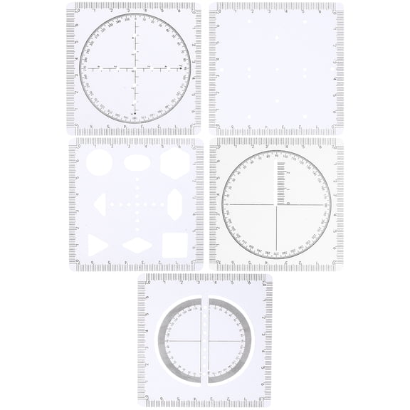 Milisten 1Set Plastic Drawing Templates Ruler with Math Function Stencils for Technical and School Use