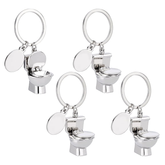 1Set Elite Novelty Alloy Toilet Keychain Platinum 6.8cm 4pcs/set