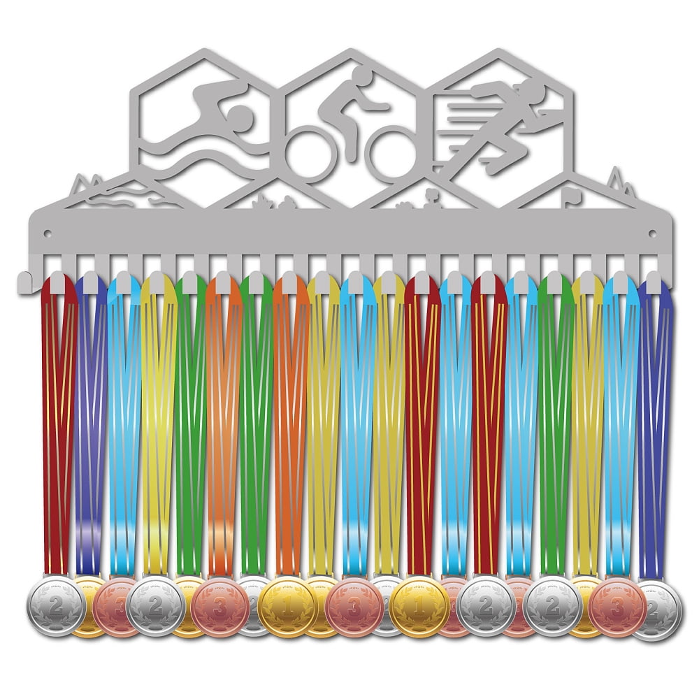 1Set Fashion Iron Medal Hanger Holder Display Wall Rack 20-Hooks with ...