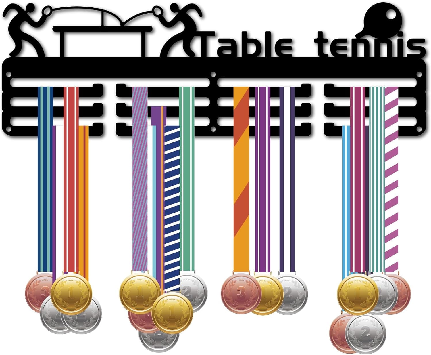 1Set Fashion Iron Medal Hanger Holder Display Wall Rack 3-Line with ...