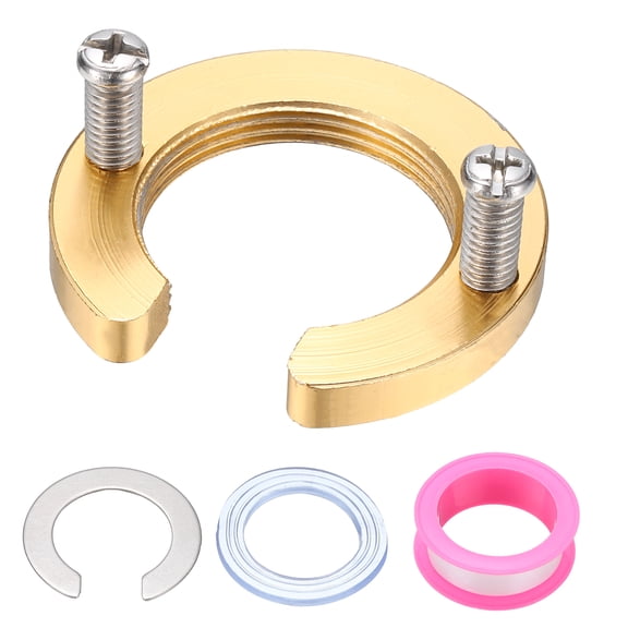 1Set Female Thread Hex Lock Nut M32 Aluminum Hole Faucet Lock Nuts Locknut Plumbing Installation Kit with Gasket Pipe for Kitchen Bathroom Basin Sink Faucet Fixing Tool