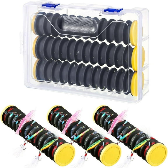 1Set Fishing Line Storage Organizer, Leader Holder with 12 Slots to Keep Your Lines Tangle Free, Spooler Winder, and Hook Keeper with Rigging Spools