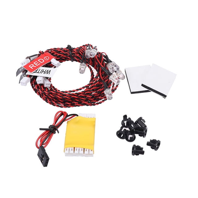 RC Car LED Light Kit - 3W High-Power Spotlights, Aluminum Housing, 5-7V Receiver Powered, Easy Install For All Remote Control Cars (2 Lights, Black)