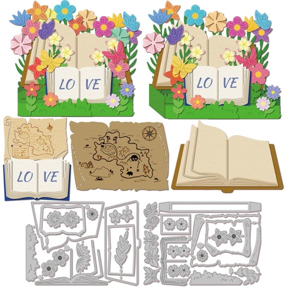 1Set Flower Book Theme Carbon Steel Cutting Dies Stencils oto Album Decorative Embossing Paper Card 155~109x107~109x0.8mm 2pcs/set