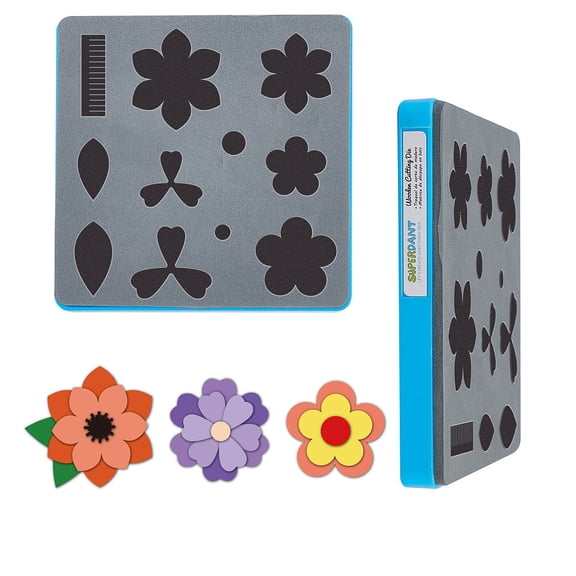 1Set Flower Cutting Dies Wooden Die Cutting Leather Flower Die Cut Stencils DIY Fabric Cutting Mold Template with Anti-Cracking Plastic Protective Box and EVA Foam for Crafts Flower Making