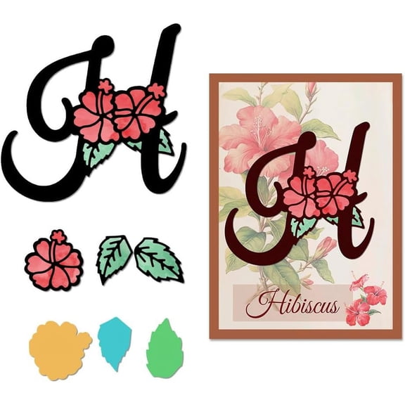 1Set Flower Letter H Carbon Steel Cutting Dies Stencils for DIY Scrapbooking Decorative Embossing Paper Card Greeting Card Mold 69-97x76-100x0.8mm