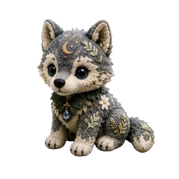 1Set Forest Guardian Patchwork Animal DIY Kit, Handmade Sewing Craft Kit with Full Supplies, Creative Ornament Making Project for Adult Sewing Enthusiasts (Wolf)