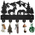 thumbnail image 1 of 1Set Forest Horse Mountain Coat Rack 11.8×7.2inch Wood Animal Tree Key Holder for Wall Decorative Nature Scenery Key Hanger 5 Alloy Hooks for Gift Entryway Bedroom Living Room Farm, 1 of 9