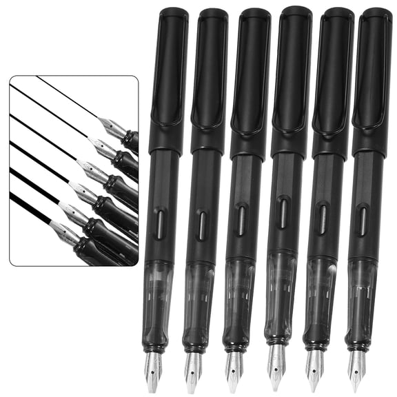 1Set Fountain Pen Medium Nib, Fountain Pen Barrel Handcrafted Pen for Professional Office Journaling Gifts, Black