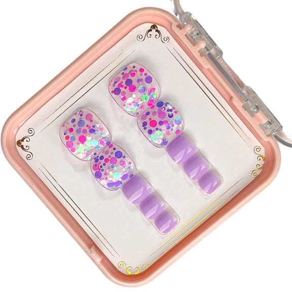 1Set French Tips Press on Toenails Short Square Toe Nail False Toe for Women