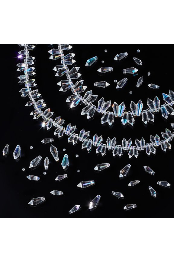 1Set Glass Bead Strands Diamond Faceted Top Drilled Clear AB 15~20x6~8mm Hole: 1.2mm 102pcs/setDIY