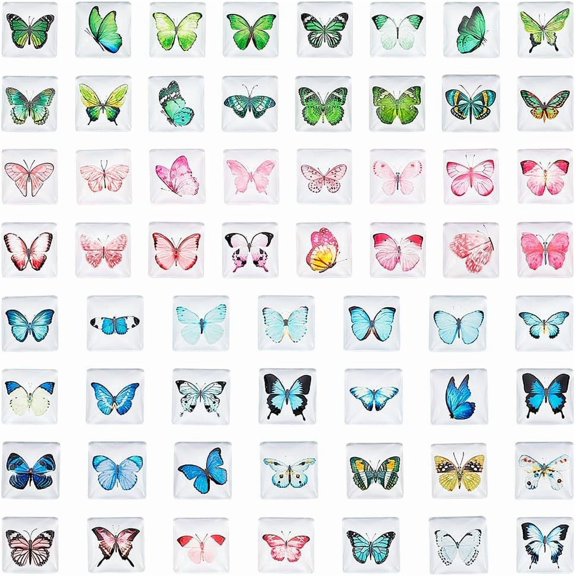 1Set Glass Cabochons Mixed Colors Butterfly 25x25x7~8mm