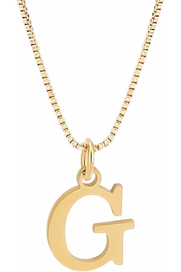 1Set Golden Initial Necklace 304 Stainless Steel Letter G Pendant Necklace 18"with 2"extenderBox Chain Necklace Personalized Monogram Name Necklace