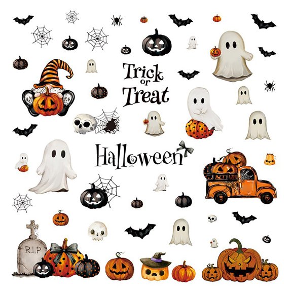 1Set Halloween Wall Sticker Household Stickers Room Stickers For Party Favor White