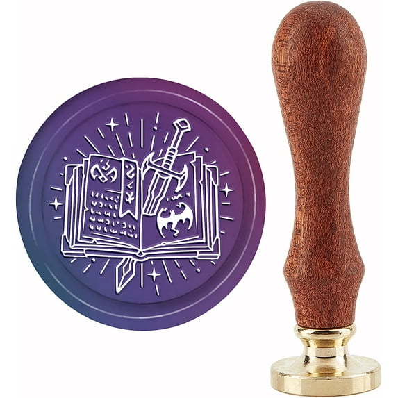 1Set Halloween Wax Seal Stamp Sword Vintage Sealing Wax Stamps Magic Book 30mm Retro Wood Stamp Removable Brass Head