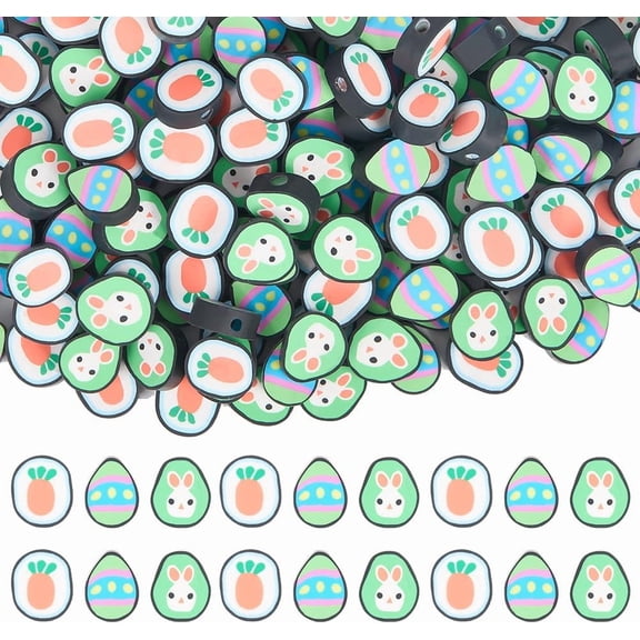 1Set Handmade Polymer Clay Beads Egg Mixed Color 12x10x4.5mm Hole: 2mm DIY