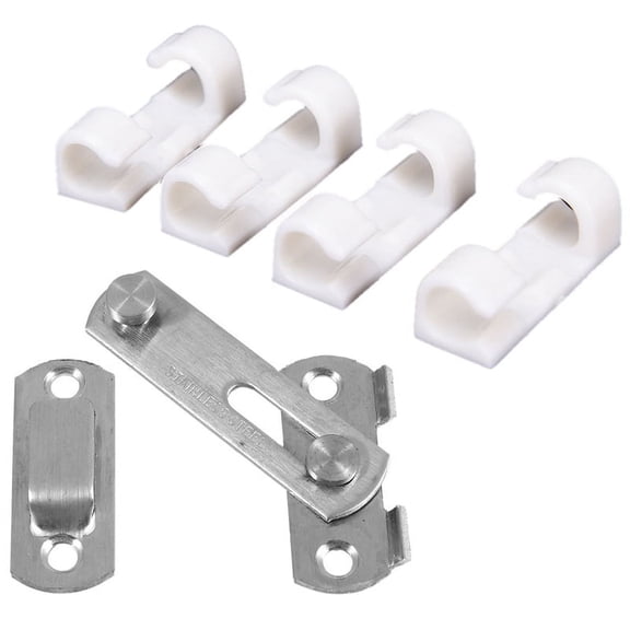 1Set Hasp Latch METAL Hasp Latch Lock Sliding Door Lock for Window Cabinet Fitting & 20Pcs Wire Fixing Clamp Clip White