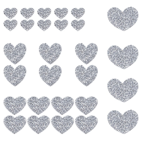 1Set Heart Hotfix Resin Rhinestone (Hot Melt Adhesive On The Back) Iron on Patches Rhinestone Trimming Jet Crystal 21~44x24.5~54.5x2.5~3mm 28pcs/set