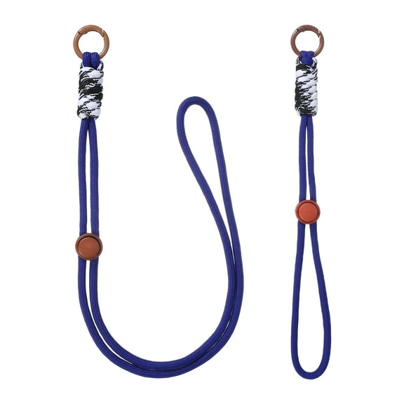 1Set Heavy Duty Paracord Keychain Lanyard, Adjustable Necklace Whistles Lanyard Braided Wrist Strap with Spring Ring for ID Card Badge Holder Keys, Deep Blue/Brown/Black White