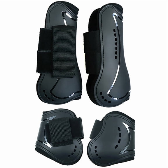 1Set Horse Leg Protective Boots Adjustable PU Neoprene Horse Splint Boots Leg Protection Support for Training Racing L
