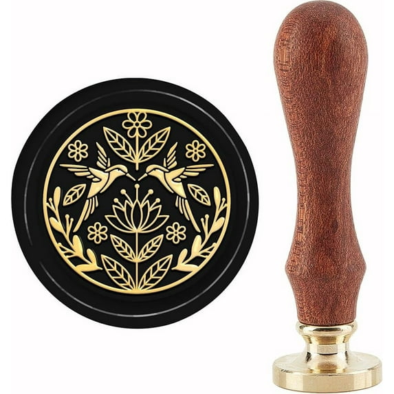 1Set Hummingbird Brass Sealing Wax Seal Stamp Wood Handle 89x30mm for Greeting Card Invitation