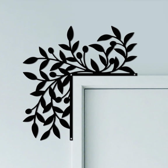 1Set Iron Door Frame Decoration for Indoor Outdoor Door Window Home Office Leaf 250x250x1mm