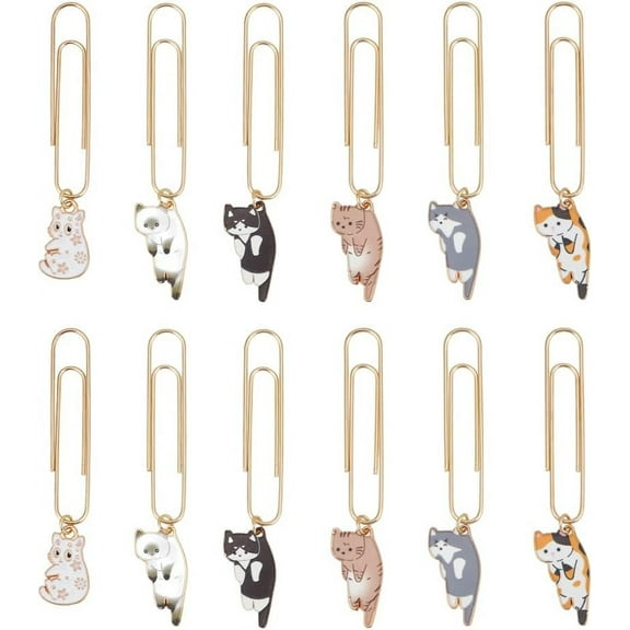 1Set Iron Long Paper Clips Alloy Enamel Astronaut & Planet Pendant Paper Clip Mixed Color 65~75mm 2pcs/style 8pcs/set