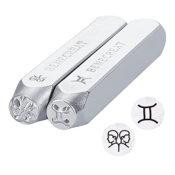 1Set Iron Seal Stamps Stamping Tools for Leather Craft Gemini 65.5x10mm 2 patterns 1pc/pattern 2pcs