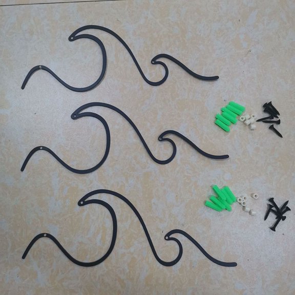 1Set Iron Wave Wall Art Wall Decorations with Screw and Plastic Findings Black 303x107x1mm Hole: 3.8mm