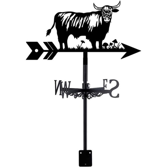 1Set Iron Wind Direction Indicator Weathervane for Outdoor Garden Wind Measuring Tool Cattle 260x358mm