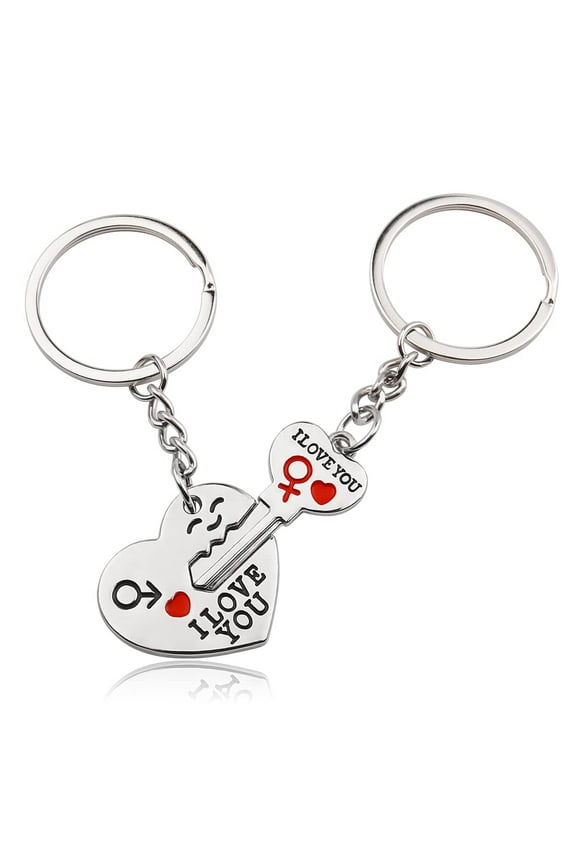 1Set Key Chain Rings, Heart Keychain, Matching Couple Gift for Boyfriend Girlfriend, Matching Keychains Best Friend Couples Gifts, Anniversary Birthday Gift for Him Her Girlfriend Boyfriend, Red