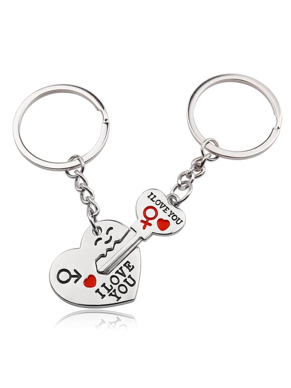 1Set Key Chain Rings, Heart Keychain, Matching Couple Gift for Boyfriend Girlfriend, Matching Keychains Best Friend Couples Gifts, Anniversary Birthday Gift for Him Her Girlfriend Boyfriend, Red