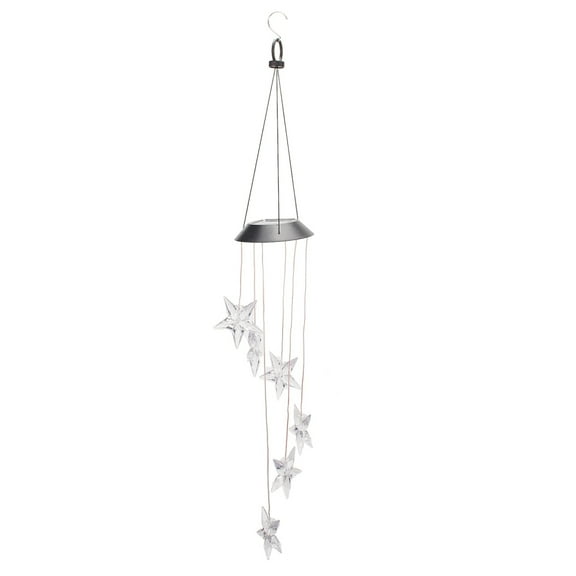 1Set LED Solar Powered Star Wind Chime Waterproof with Resin and Iron Findings for Outdoor Garden Yard Festival Decoration Clear 815mm