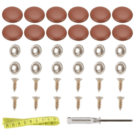 1Set Leather Snap Upholstery Buttons Fit for Tufting Furniture Bed Sofa Chair, Car Seat RV Roof Brown