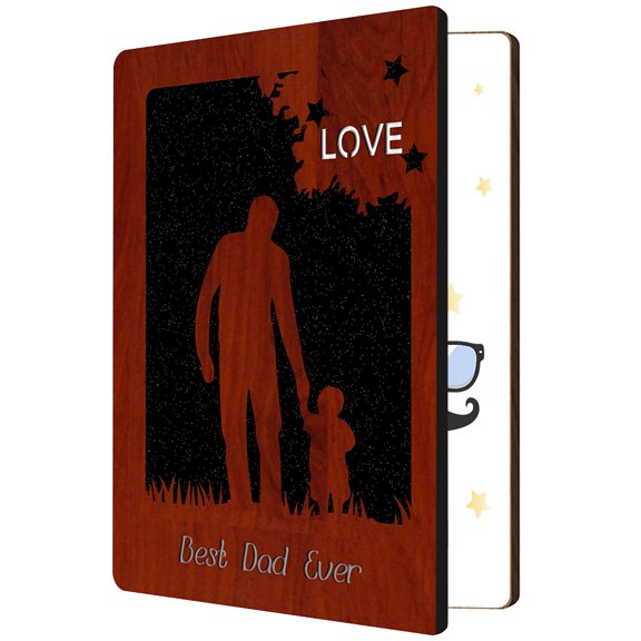 1Set MDF Greeting Card & Paper Envelope with Bowknot Rectangle with Hollow Pattern Human Pattern 150~173x110~124x7mm 2pcs/set