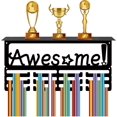 thumbnail image 1 of 1Set Medal Trophy Holder Display Medal Hangers Sports Rack Wall Mounted Frame Iron Hooks Shelf Metal Medal Hanger for Hanging Running Football Gymnastics Athlete Medals 15.7 x 7.9Inch -Awesome, 1 of 9