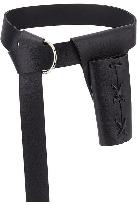 1Set Men's PU Leather Belt Sword Dagger Frog Case Sword Holster Waist Belt Black 73-1/4 inch(186cm)