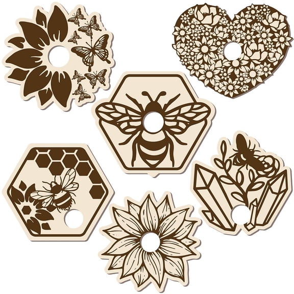 1Set Mini Wood Ball Display Bases Sphere Display Stand Tarot Theme Flower 100~103x100~127mm Hole: 20mm 6pcs/set