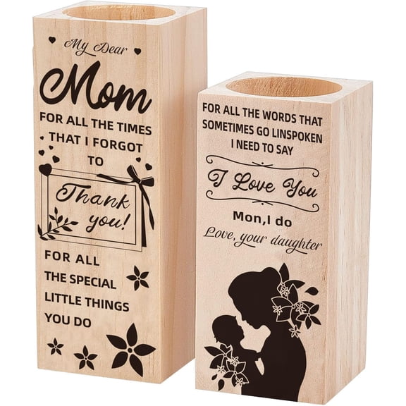 1Set to Mother Personalized Tealight Candle Holder My Dear Mom Silhouette Pattern Tealight Holder Thank You I Love You Rectangle Decorative Candle Holder Home Decoraion