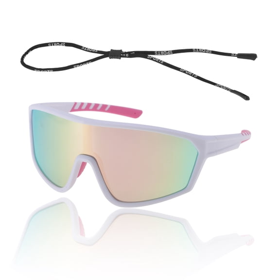 1Set Motorcycle Riding Goggles Anti-glare Tri-Acetyl Cellulos PC UV400 Shades Glasses for Men and Women Pink Lens White Pink Frame