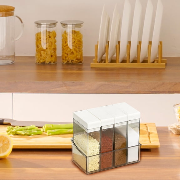 LITINKIMI Spice Box with Lid Seasoning Box Transparent Food-Grade Plastic 1 Set