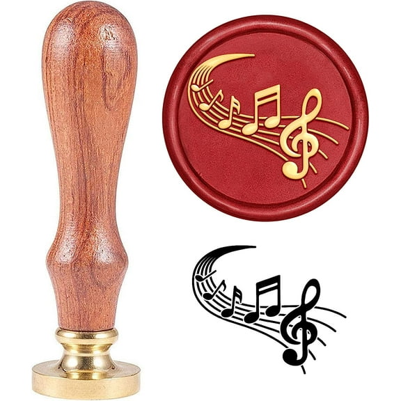 1Set Music Letters Wax Seal Stamp 1.18in Music Staff with Notes Sealing Stamp for Music Enthusiast Gifts Wooden