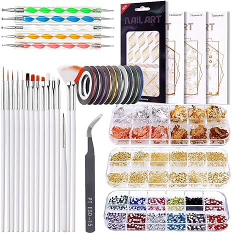 1Set Nail Art Brushes, Nail Art Kit, Professional Sticker Nail Design Kit Meet The Needs of Nail Art Styles to Make Works in A Variety of Styles
