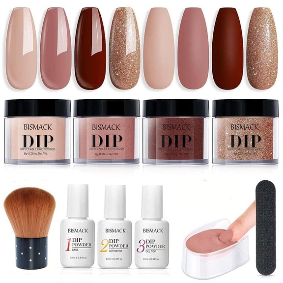 1Set Nail Dip Powder Kit, 4 Color Dip Powder with Base/Top Coat Activator, Nail Kits for DIY Kit