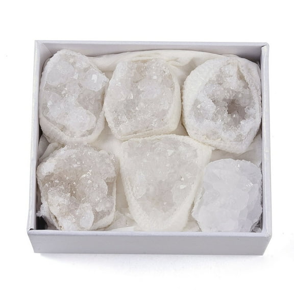 1Set Natural Agate Geode Cornucopia Mineral Specimen Raw Crystal Cluster Healing Crystal Home Decor Gift with Paper Box 31~41x27~36.5x16.5~24mm